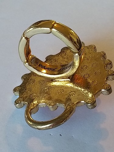 Betsey Johnson Polka Dot Key Heart Statement Cocktail Ring  Authentic Stretch