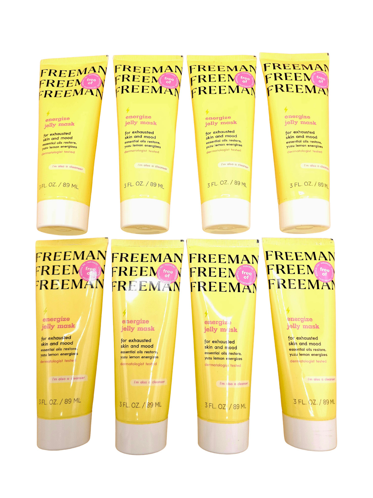 (8) Freeman Energize Jelly Mask 3 oz Essential Oils Cleanser Yuzu Lemon Lot Of 8