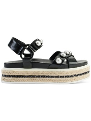 

KARL LAGERFELD Женские Черные Кожаные Эспадрильи на Платформе Pazya Toe, Черный, KL124774