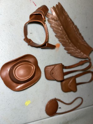 Marx Johnny West Jamie West 2 Handbags, Gun Belt, Canteen, And Hat