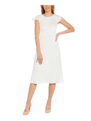 

ADRIANNA PAPELL Женское платье цвета слоновой кости на подкладке с развевающимися рукавами и завышенной талией, Цвет слоновой кости