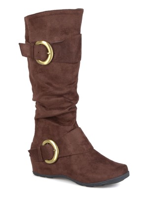 

JOURNEE COLLECTION Женские коричневые ботинки на танкетке с широким носком Jester, 7 м, туалет, Коричневый, JESTER-01-BRN-070WC