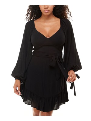 

B DARLIN Womens Black Tie Short Party Fit + Flare Dress Juniors 1\2, Черный