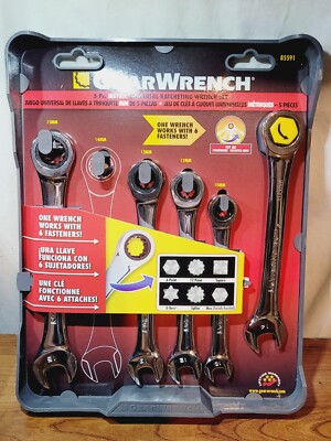 GearWrench 5pc Metric Universal Ratcheting Wrench Set 10mm 12mm 13mm 14mm 15mm