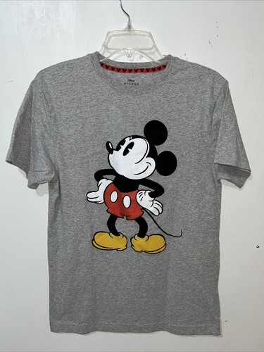 Disney T-Shirt Womens Medium Gray Short Sleeve Mickey Mouse
