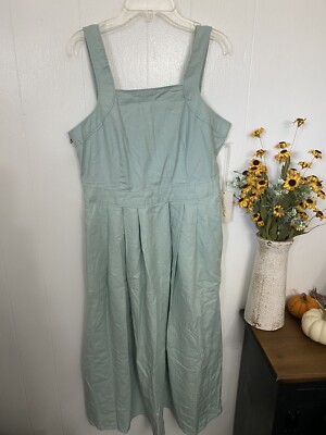 Universal Threads 8 Mint Green Cotton Canvas Overhaul Dress NWT Pockets