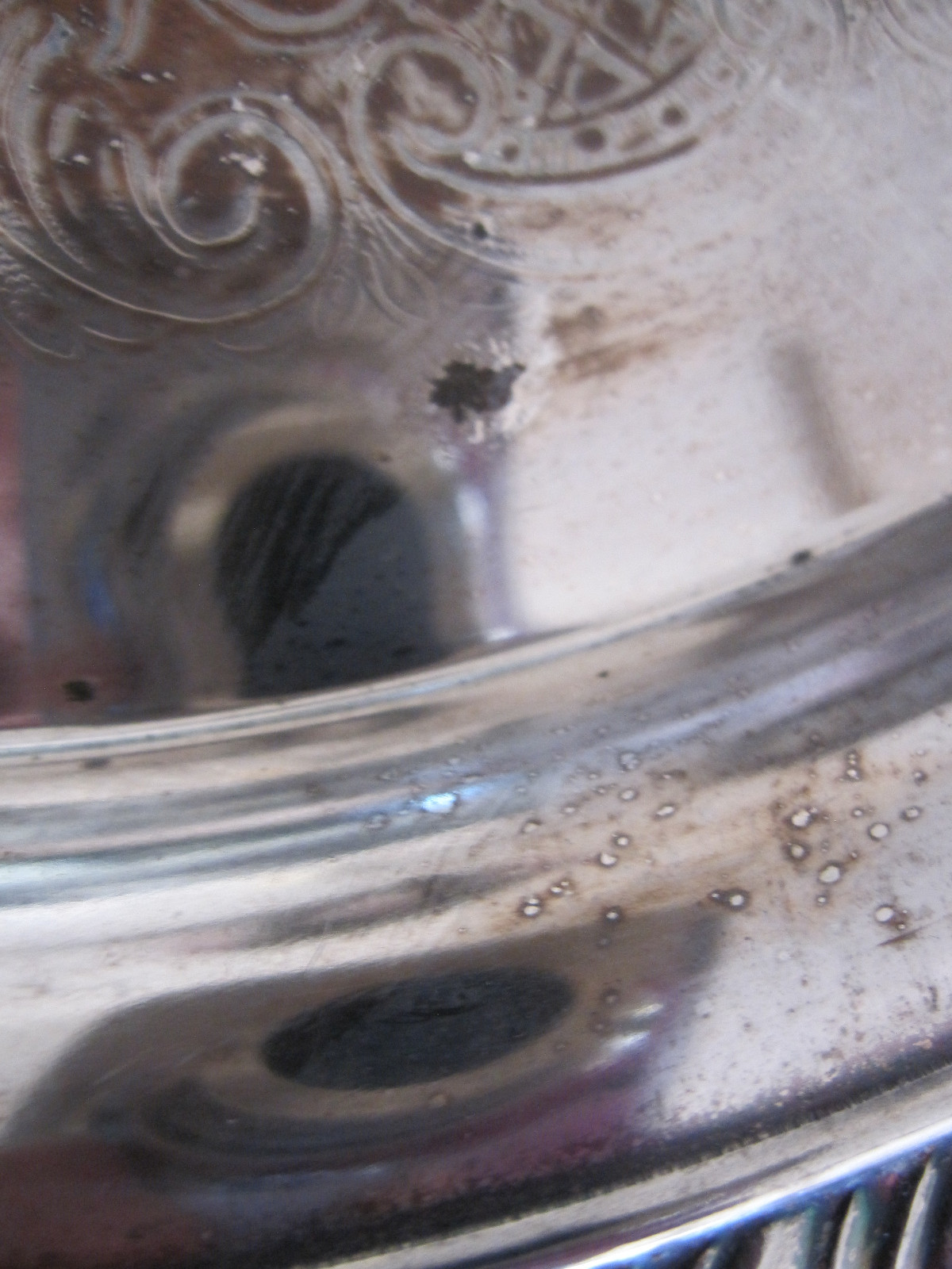 Vintage Leonard Silverplate Etched Serving Tray 12 1/4