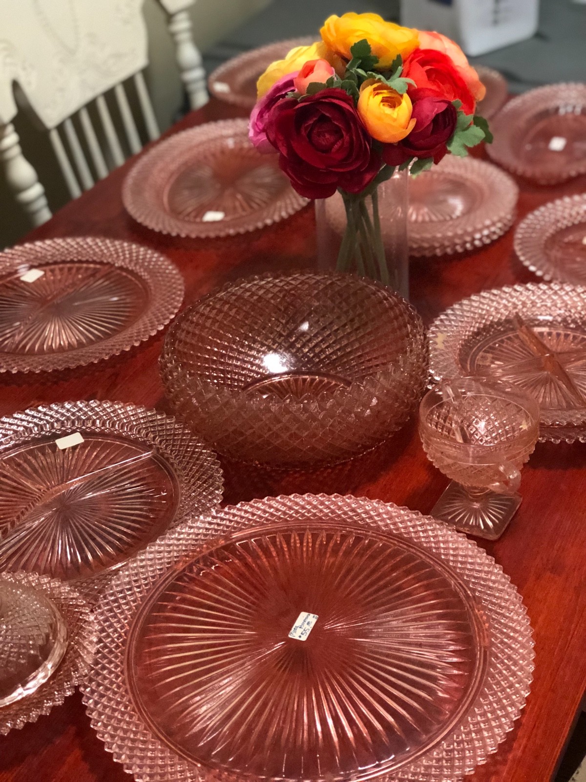 Miss America Pink Depression Glass Diamond Cut