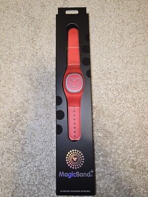 NEW Disney Parks Mickey Mouse Solid Red Color Magic Band Plus + Unlinked