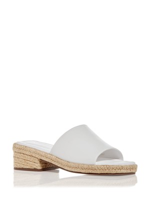 

SCHUTZ Женские белые кожаные эспадрильи без шнуровки Corah Toe Block Heel, Белый, S2137700010004
