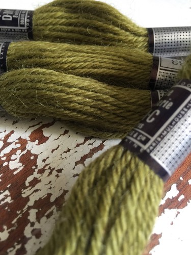 Tapestry 100% Wool Laine Colbert DMC France Lot Of 4 #7363 Green Shade VTG