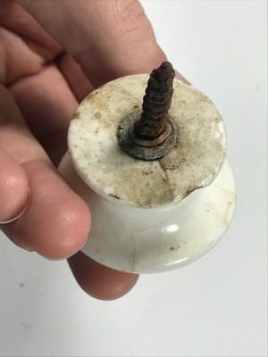 Antique Porcelain Hand-Painted Flower Drawer Pull