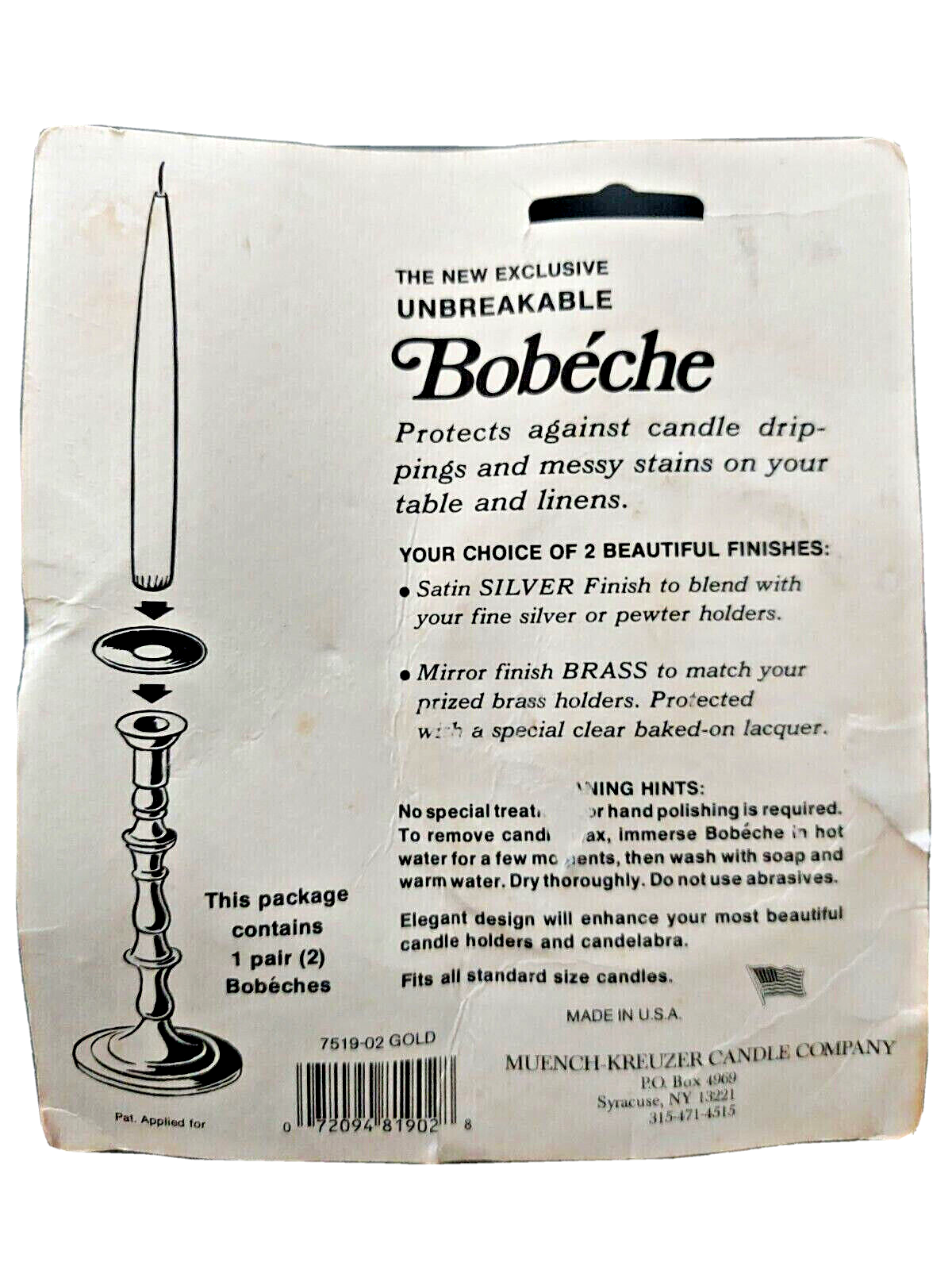 1 Pair Vintage Bobeche Candle Holder Furniture Protectors Fine Brass Finish NEW!