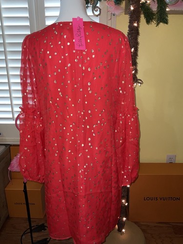 Pre-owned Lilly Pulitzer Cleme Silk Dress Ruby Red Metallic $258 Size 4,6,8,10,12,16