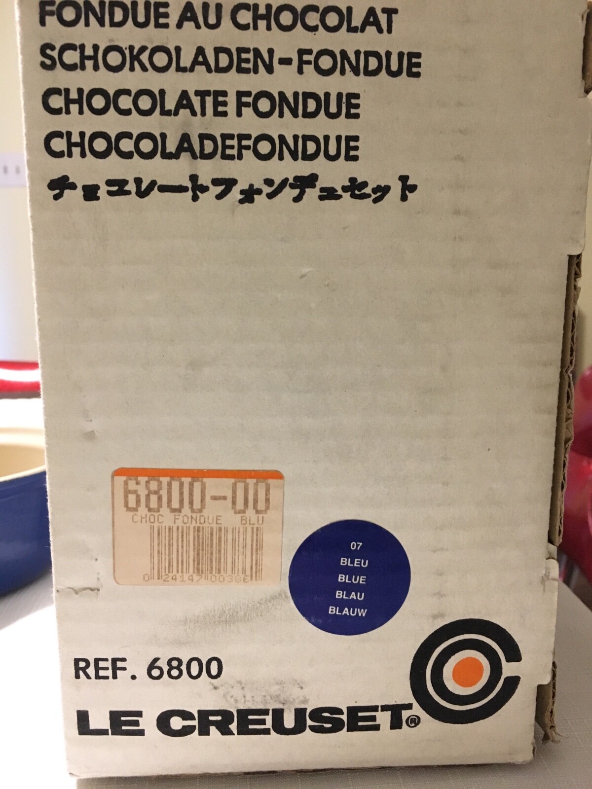 Vintage Le Creuset Blue Fondue Set Chocolate Pot #14 Enamel Cast Iron France NIB