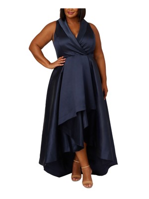 ADRIANNA PAPELL Womens Navy Lined Sleeveless Formal Gown Dress Plus 22W