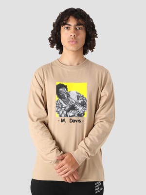 HUF x Miles Davis At Fillmore LS Футболка Lifestyle Мужская футболка Sand Casual Tee Top, Бежевый, HUF x Miles Davis At Fillmore LS Lifestyle T-Shirt