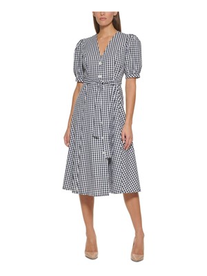 

TOMMY HILFIGER Женское темно-синее платье миди без подкладки с завязками на пуговицах спереди, Navy