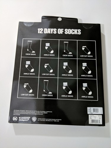 JUSTICE LEAGUE 12 DAYS OF SOCKS Boys SIZE MEDIUM Free Shipping