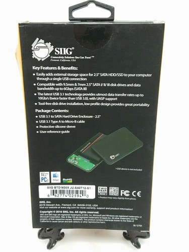 SIIG USB 3.1 to SATA Hard Drive Enclosure  2.5
