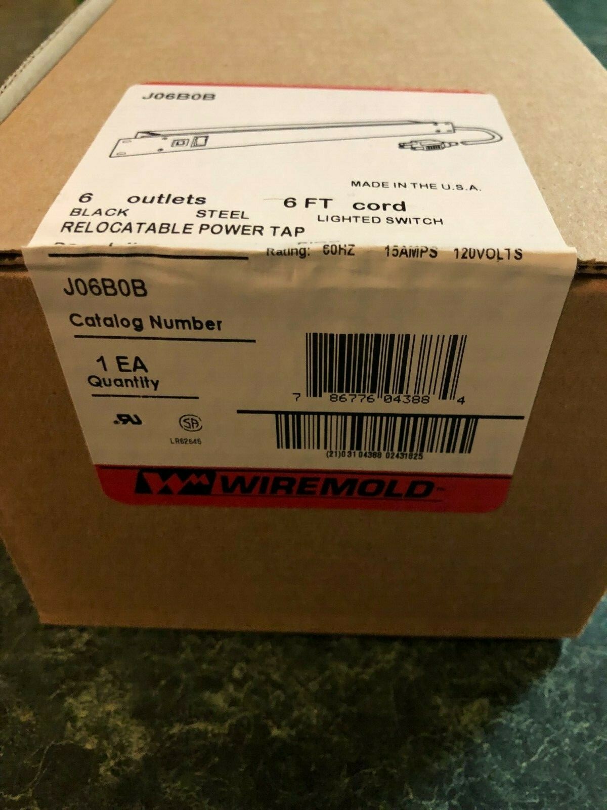 Wiremold J06B0B Rack Mount Power Strip 6 Outlet 15A 120V NIB RPH