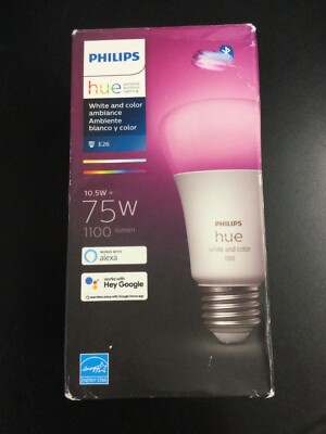 Philips Hue White and Color Ambiance A19 75W Medium Lumen Smart LED Bulb 3257OB