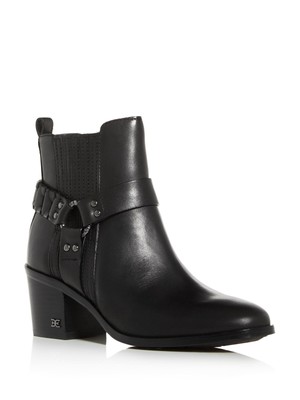 

SAM EDELMAN Женские кожаные мото туфли черного цвета с квадратным носком и наборным каблуком Dalma, 10 м, Черный, G6804L1