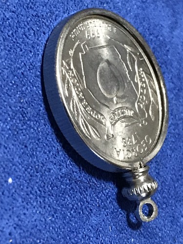 1 Vintage Coin Bezel Fits US Quarter 25 Cent Screw Top NOS Silver Plated Georgia