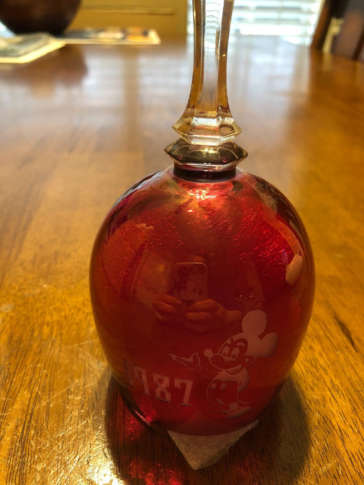 WALT DISNEY WORLD Mickey Mouse Red Crystal Bell 1987 Exclusive Bell