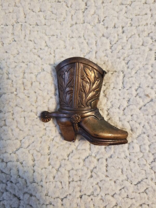 Vintage Copper Tone Cow Boy Boot Souvenir