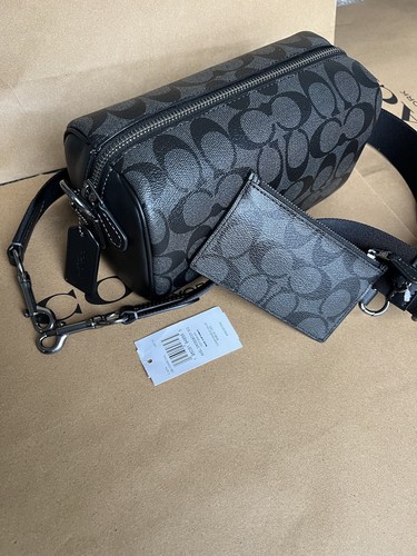 COACH AXEL Men's Crossbody Bag Signature Canvas Black COACH AXEL Men's Crossbody Bag Signature Canvas Black