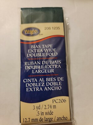 Wrights~(PC206-1235) - Double Fold Bias Tape Extra Wide - Deep Peacock, 3 yd