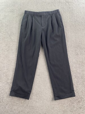 Brooks Brothers Pants Men 34x30 Gray Wool Solid Luxury Premium Pleated Luxury