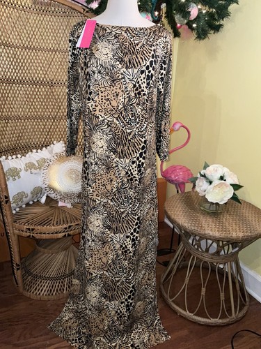 Pre-owned Lilly Pulitzer Seralina Maxi Dress Rattan Walk On The Wild Side Size Xl In Multicolor