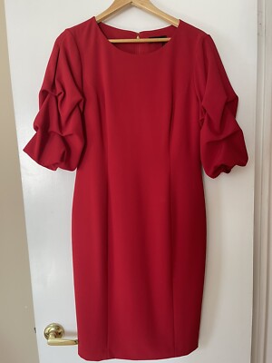 donna karan, elegant, cocktail, party, RED dress, SIZE L, NW