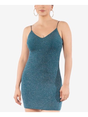 Короткое облегающее платье B DARLIN Womens из бирюзового цвета на тонких бретельках 17/18
