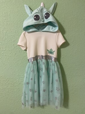 LITTLE GIRLS Sz Med (7/8) STAR WARS MAD ENGINE HOODED DRESS GROGU BABY YODA