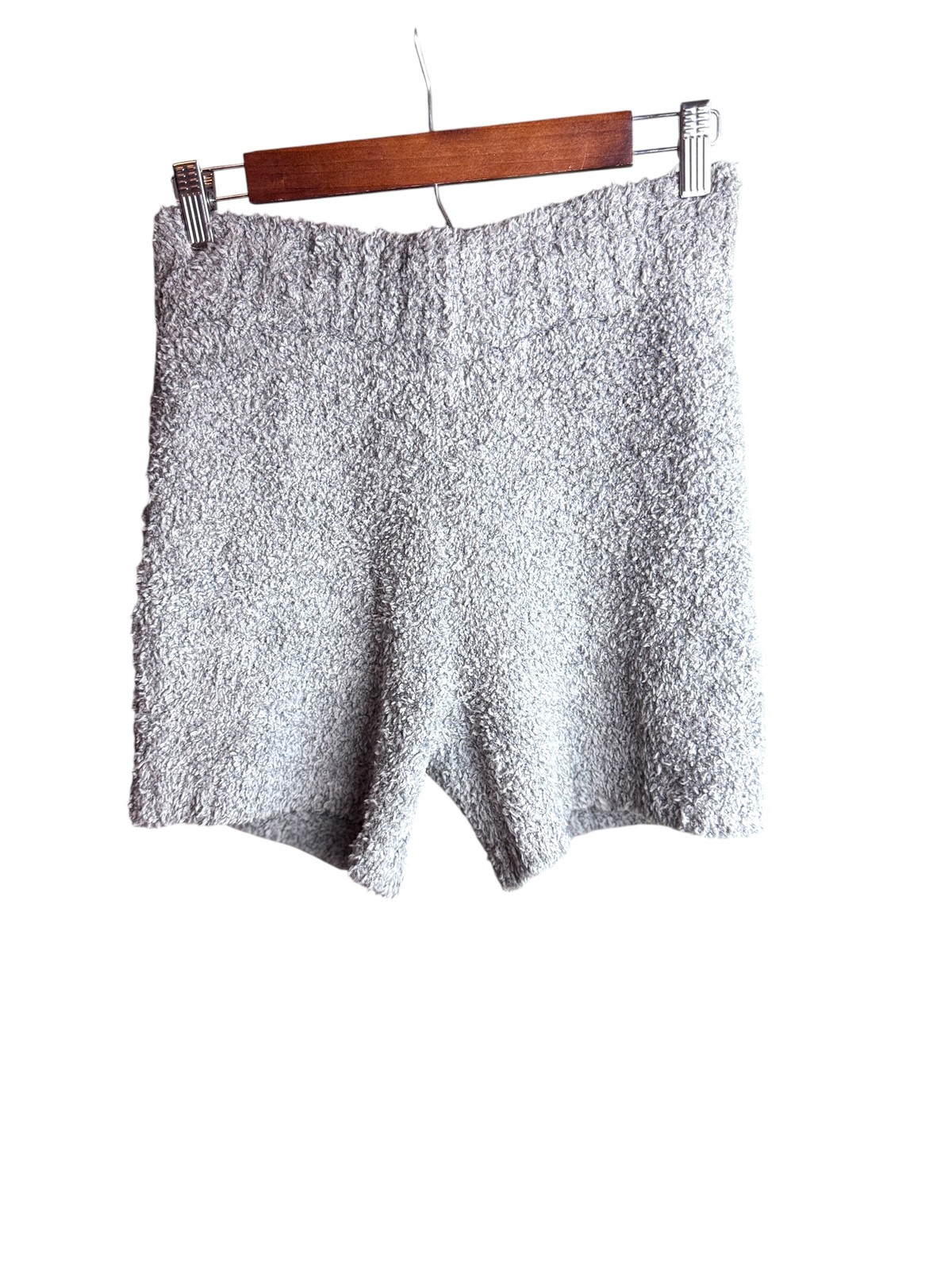 Cozy Grey Fuzzy Shorts High Waisted Textured Plush Knit Summer Lounge Y2K Chic 