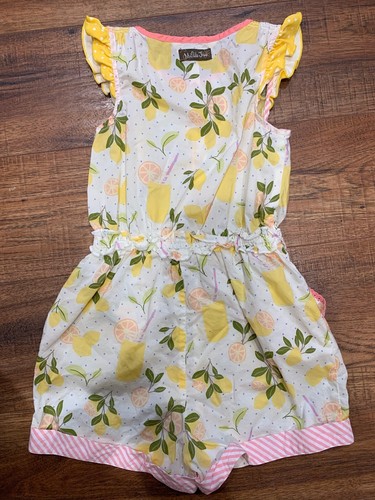 Matilda Jane Let’s Make Lemonade Adventure Begins Romper Girls Size 6 - EUC