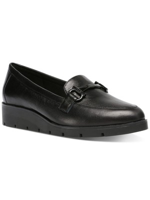 

ANNE KLEIN Женские черные кожаные лоферы без шнуровки на танкетке Lalita с круглым носком 8 м, Черный, LALI01F9