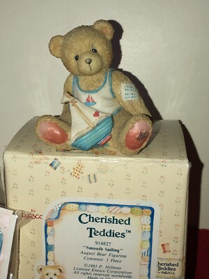 NIB 1993 CHERISHED TEDDIES SMOOTH SAILING ARTHUR AUGUST FIGURE 914827 SAILBOAT