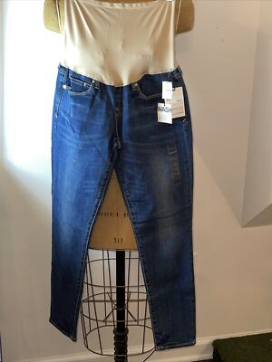 The Gap 1969 Maternity Straight Leg Jeans Sz 2 (26) Dark Blue Full Panel NEW