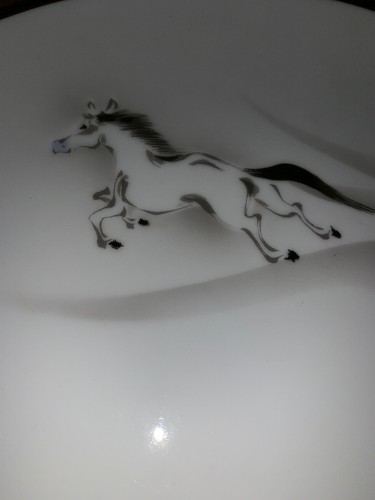 Rare Arita Ware Japanese Porcelain Large Plate HORSE in ORBIT By Fukagawa Kiln