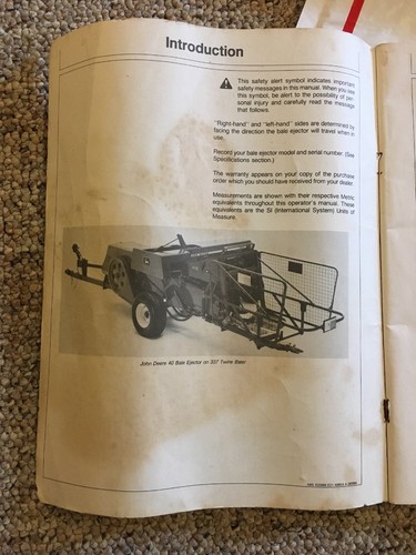 John Deere Operators Manual 40 Bale Ejector #OME73157 Issue H4 USED
