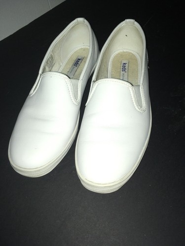 Keds Champion Womens Men’s White Leather Slip-On Shoes Sneaker US Sz 8