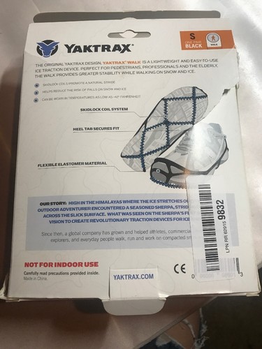 Yaktrax Walk Traction Cleats for Walking on Snow/Ice Size S NEW