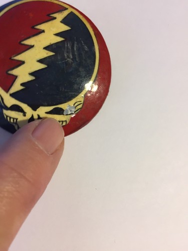 Vintage Black Lacquer Skull Head Lightening Pin Grateful Dead
