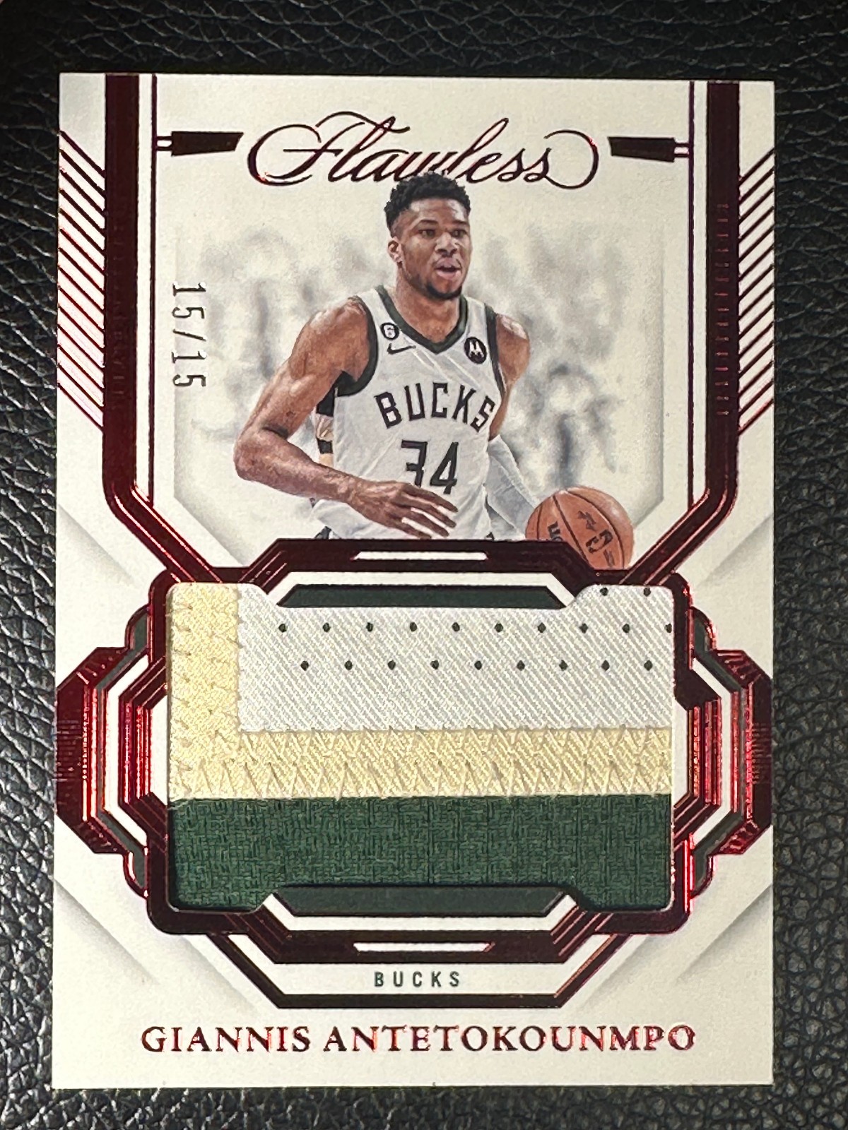 2022 Panini Flawless Ruby Giannis Antetokounmpo 15/15 Jumbo Patch