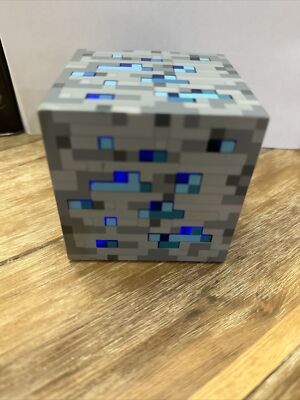 Minecraft Diamond Ore Blue Block Light Up Cube Night Light Think Geek 2012 Works
