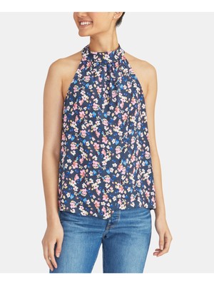 Женский синий топ на бретелях без рукавов с цветочным рисунком RACHEL ROY XS